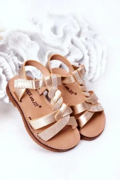 Dziewczęce>Boto Dziecięce Sandały Z Brokatem Złote Batilda