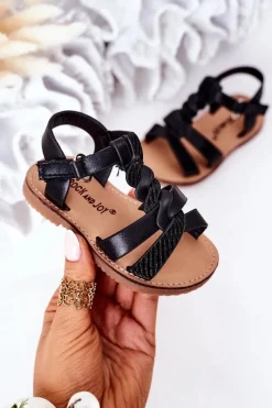 Outlet Dziecięce Sandały Z Brokatem Czarne Batilda Dzieci Dziewczęce