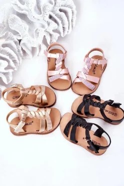 Outlet Dziecięce Sandały Z Brokatem Czarne Batilda Dzieci Dziewczęce