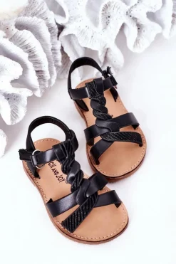 Outlet Dziecięce Sandały Z Brokatem Czarne Batilda Dzieci Dziewczęce