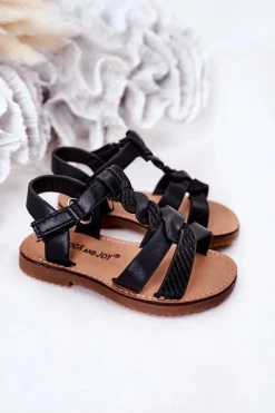 Outlet Dziecięce Sandały Z Brokatem Czarne Batilda Dzieci Dziewczęce