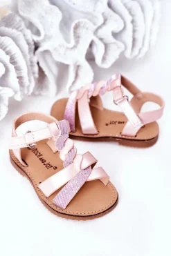 Outlet Boto Dziecięce Sandały Z Brokatem Różowe Batilda