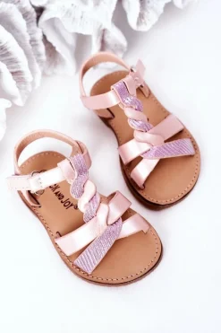 Outlet Boto Dziecięce Sandały Z Brokatem Różowe Batilda