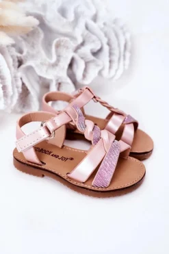 Outlet Boto Dziecięce Sandały Z Brokatem Różowe Batilda