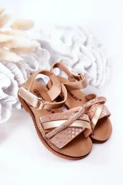 Discount Boto Dziecięce Sandały Z Cekinami Złote Becky