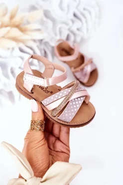 Dziecięce Sandały Z Cekinami Różowe Becky Dzieci Dziewczęce