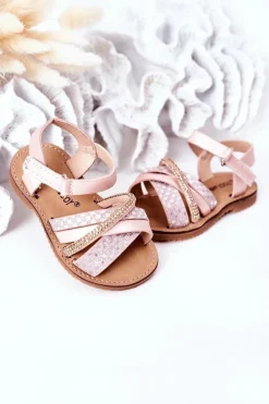 Dziecięce Sandały Z Cekinami Różowe Becky Dzieci Dziewczęce