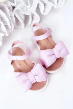 Dziecięce Sandały Z Kokardą Fioletowe Abbie Dzieci Dziewczęce