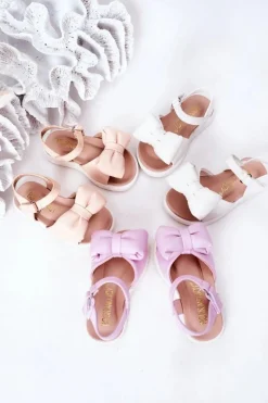 Dziecięce Sandały Z Kokardą Fioletowe Abbie Dzieci Dziewczęce