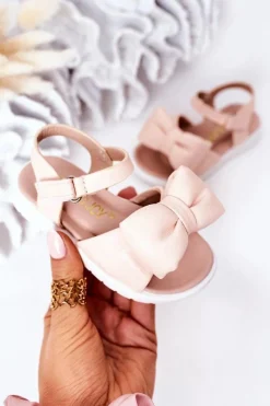 Dziewczęce>Boto Dziecięce Sandały Z Kokardą Różowe Abbie