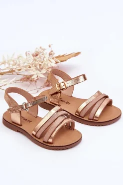 Online Boto Dziecięce Sandały Z Paseczkami Różowe Złoto Isla Złoty