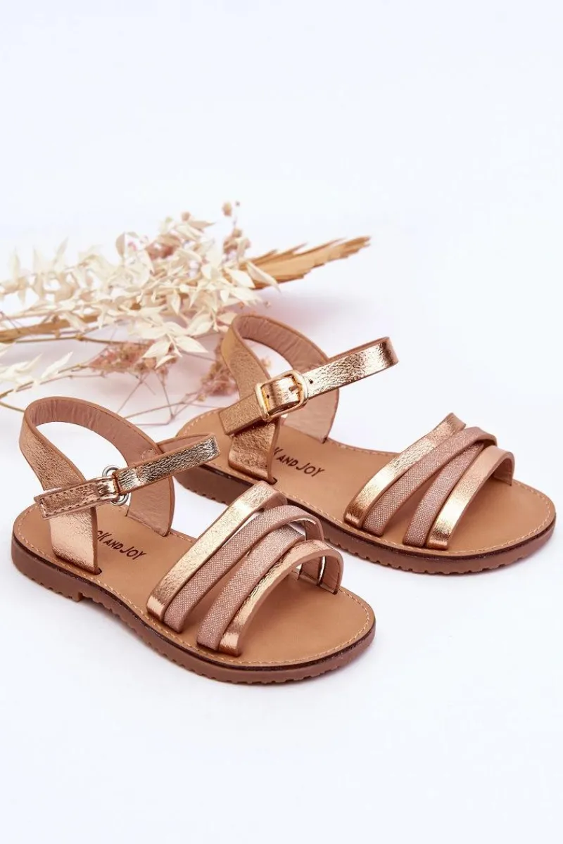 Online Boto Dziecięce Sandały Z Paseczkami Różowe Złoto Isla Złoty