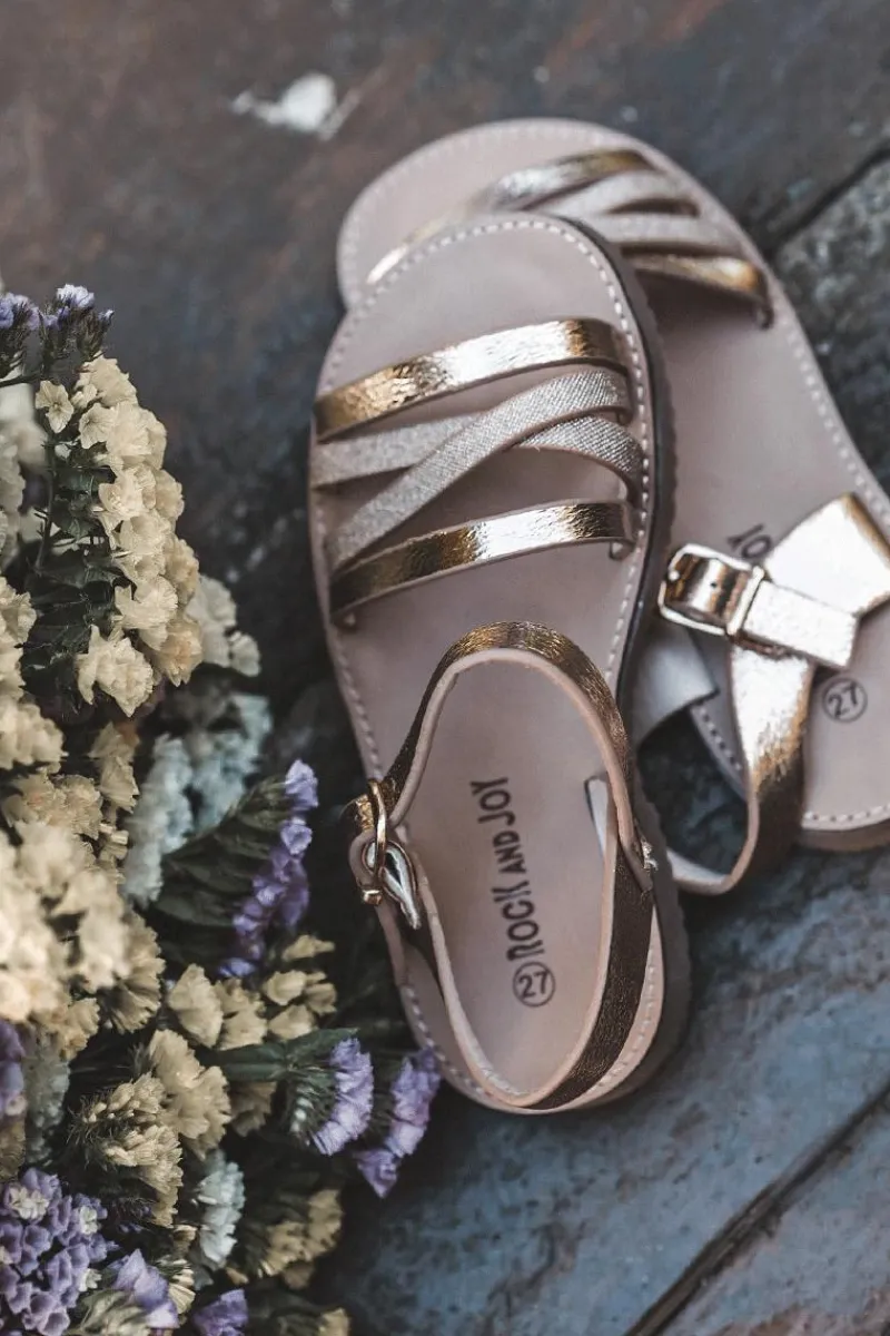 Online Boto Dziecięce Sandały Z Paseczkami Różowe Złoto Isla Złoty