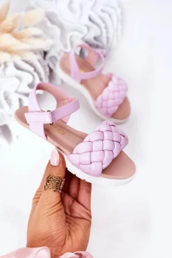 Discount Dziecięce Sandały Z Plecionką Fioletowe Adella Dzieci Dziewczęce