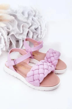 Discount Dziecięce Sandały Z Plecionką Fioletowe Adella Dzieci Dziewczęce