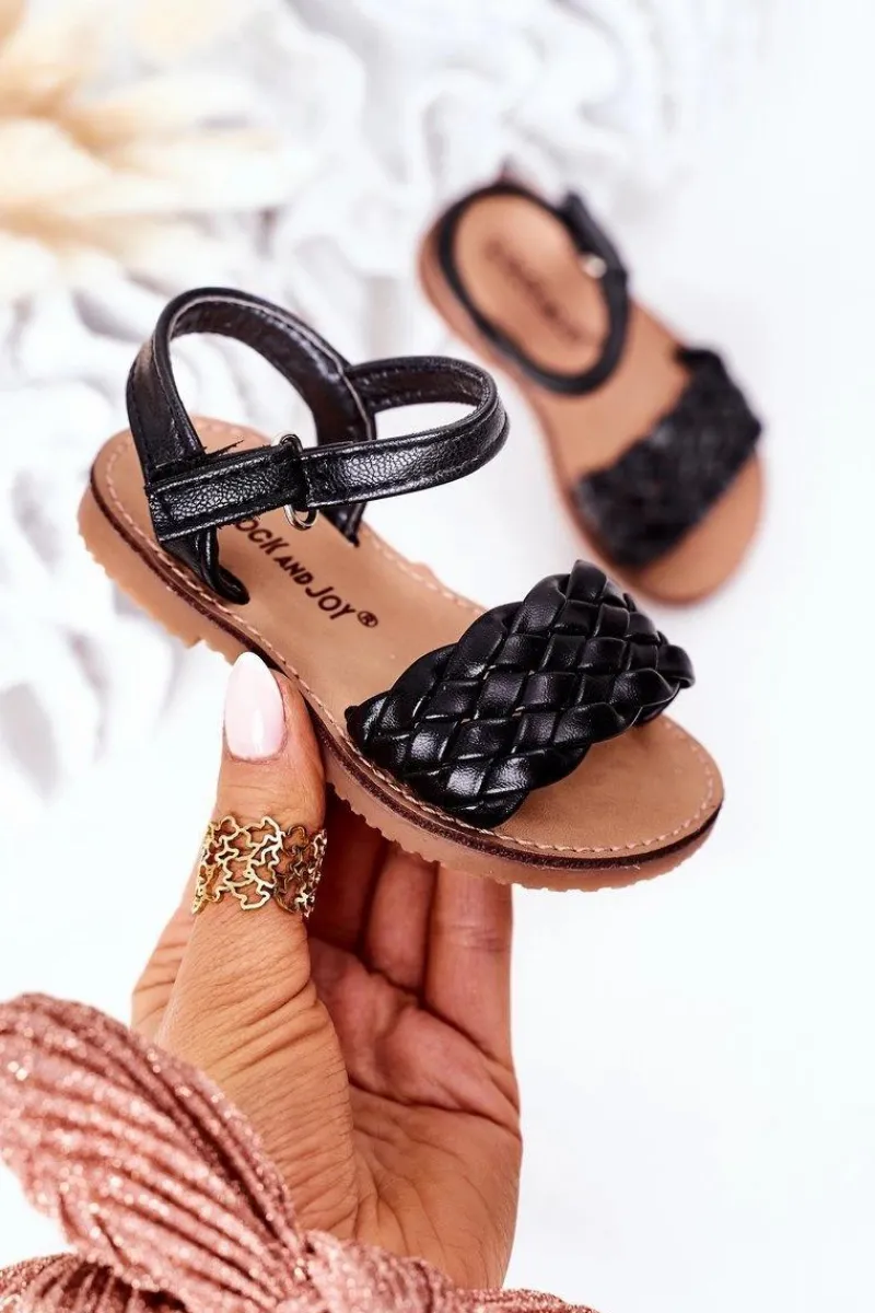 Sale Boto Dziecięce Sandały Z Plecionką Czarne Bailly Czarny