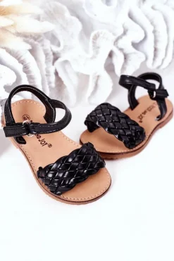 Sale Boto Dziecięce Sandały Z Plecionką Czarne Bailly Czarny