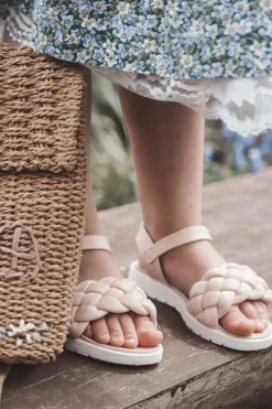 Online Boto Dziecięce Sandały Z Plecionką Różowe Adella