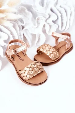 Online Boto Dziecięce Sandały Z Plecionką Różowe Złoto Bailly