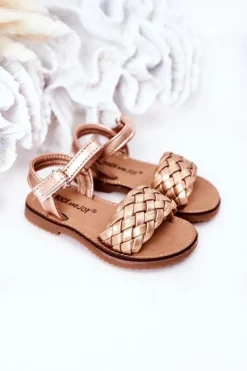 Online Boto Dziecięce Sandały Z Plecionką Różowe Złoto Bailly