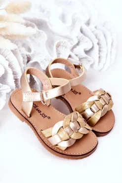 Discount Boto Dziecięce Sandały Z Wężowym Wzorem Złote Baxlee Złoty