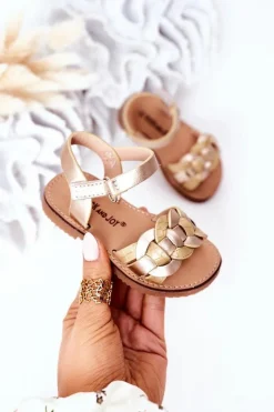 Discount Boto Dziecięce Sandały Z Wężowym Wzorem Złote Baxlee Złoty