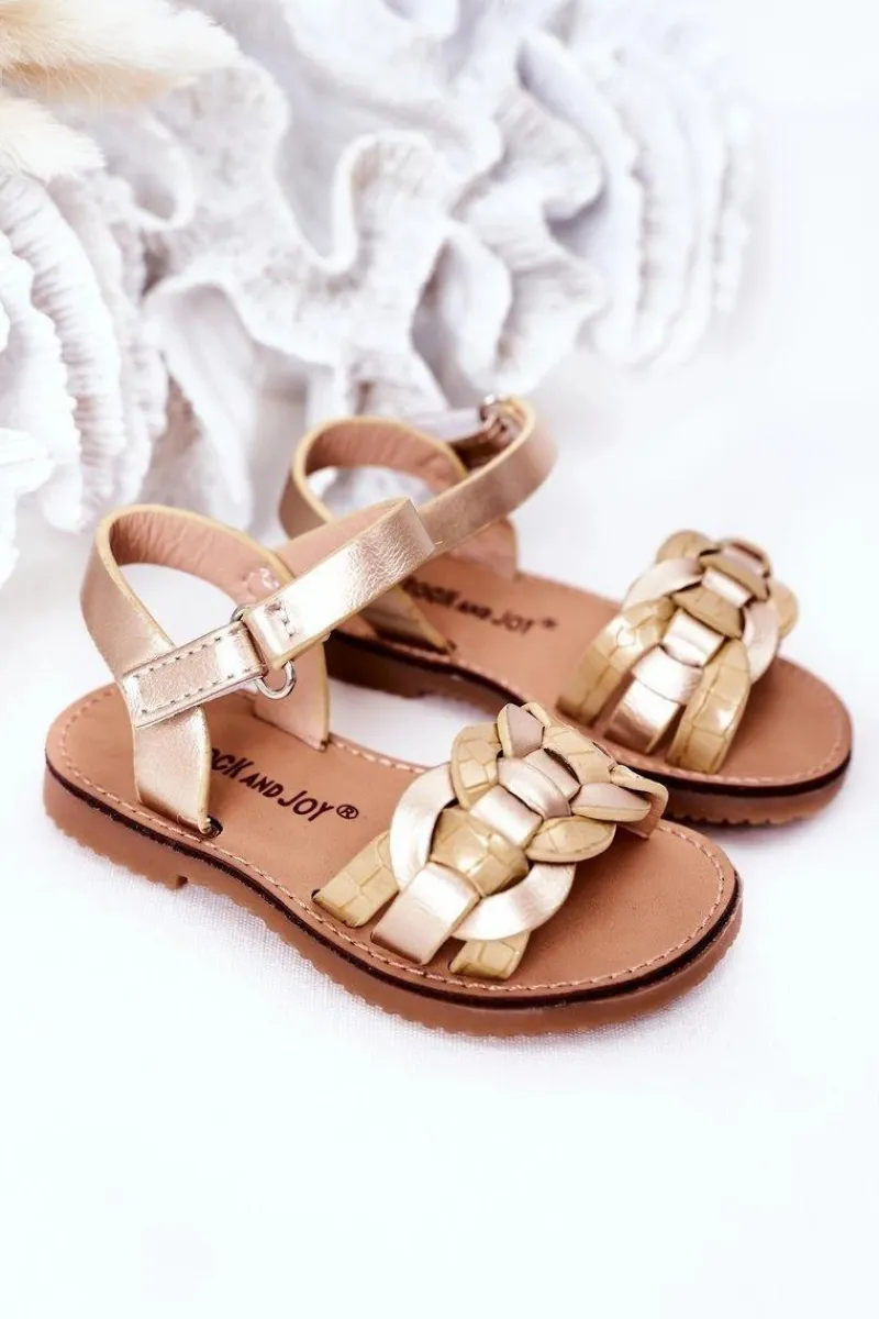 Discount Boto Dziecięce Sandały Z Wężowym Wzorem Złote Baxlee Złoty