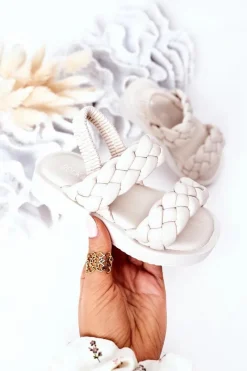 Dziecięce Sandały Ze Ściągaczem Beżowe Cutie-Pie Dzieci Dziewczęce