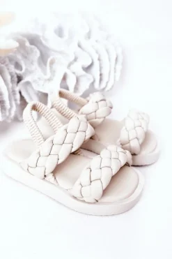 Dziecięce Sandały Ze Ściągaczem Beżowe Cutie-Pie Dzieci Dziewczęce