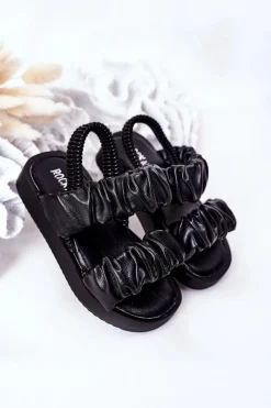 Dziecięce Sandały Ze Ściągaczem Czarne Sweetness Dzieci Dziewczęce