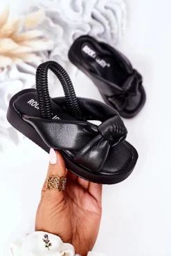 Boto Dziecięce Sandały Ze Ściągaczem Czarne Bubble Gum