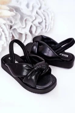 Boto Dziecięce Sandały Ze Ściągaczem Czarne Bubble Gum