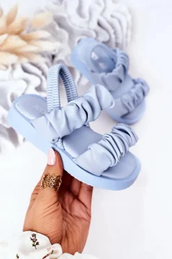 Sale Boto Dziecięce Sandały Ze Ściągaczem Błękitne Sweetness