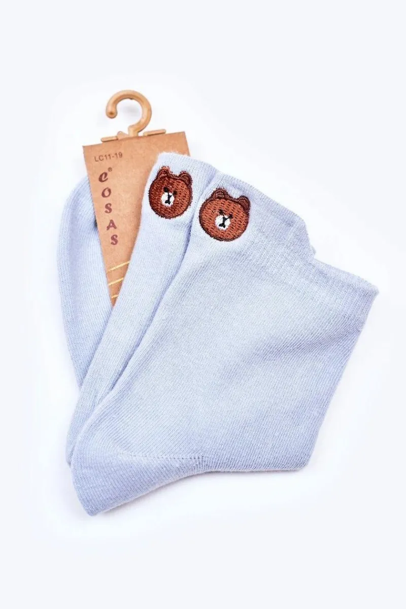 Discount COSAS Dziecięce Skarpetki Bawełniane Z Misiem Błękitne