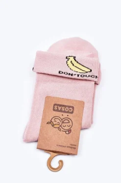 Skarpetki|Skarpetki>COSAS Dziecięce Skarpetki Bawełniane Z Bananem Różowe