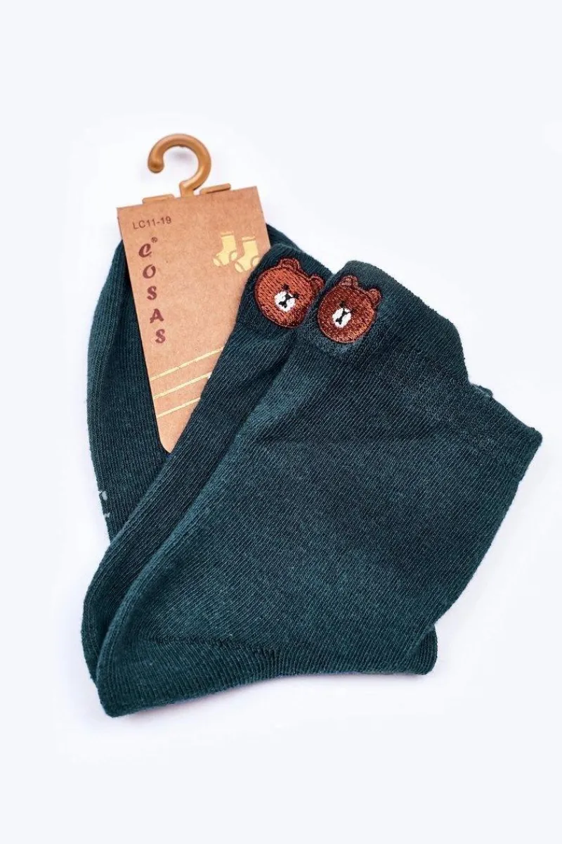Clearance COSAS Dziecięce Skarpetki Bawełniane Z Misiem Turkusowe