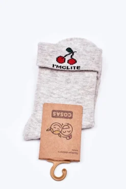 Skarpetki|Skarpetki>COSAS Dziecięce Skarpetki Bawełniane Z Wisienkami Szare