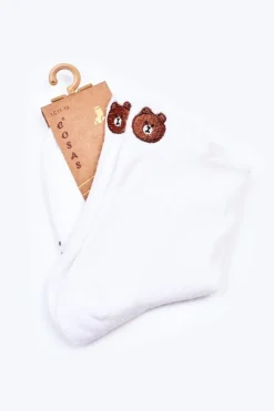 Sale COSAS Dziecięce Skarpetki Bawełniane Z Misiem Białe