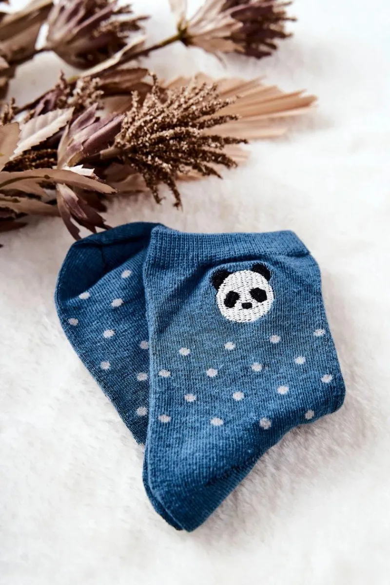 Skarpetki|Skarpetki>Aura.via Dziecięce Skarpetki W Kropki Panda Niebieskie