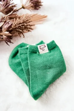 Skarpetki|Skarpetki>Aura.via Dziecięce Skarpetki Z Kotkiem Zielone