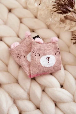 Hot Just Play Dziecięce Skarpety W Pasy Z Misiem Beżowe