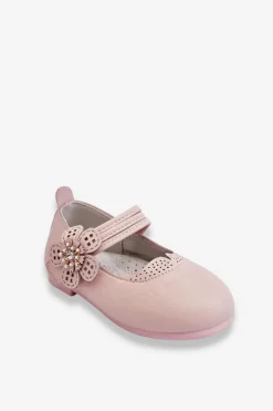 Balerinki Dziecięce>Boto Dziecięce Skórzane Balerinki Z Kwiatem Różowe Cobi Różowy