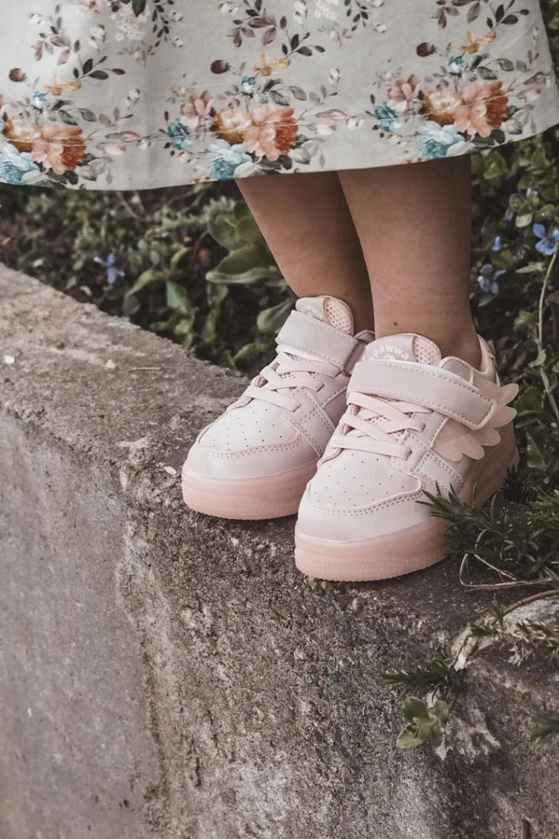 Clearance Dziecięce Skórzane Buty Sportowe Na Rzep Różowe Angel Dzieci Dziewczęce