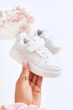 New Boto Dziecięce Skórzane Buty Sportowe Na Rzep Białe Angel