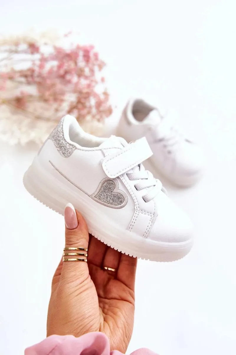 Dziewczęce>Boto Dziecięce Skórzane Buty Sportowe Na Rzep Białe Baylene