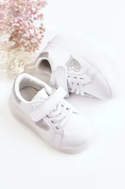 Dziewczęce>Boto Dziecięce Skórzane Buty Sportowe Na Rzep Białe Baylene