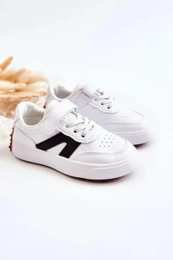 Outlet Dziecięce Skórzane Niskie Buty Sportowe Biało-Czarne Jessie Dzieci Chłopięce|Dziewczęce