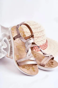 Online Dziecięce Skórzane Sandały Na Sprzączkę Srebrne Dimmel Dzieci Dziewczęce