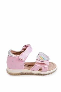 Hot Dziecięce Skórzane Sandały Z Serduszkiem Różowe Elianna Dzieci Dziewczęce