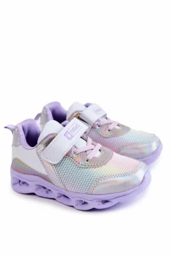 Sale Dziecięce Skórzane Sportowe Buty Biało-Fioletowe Loopsy Dzieci Chłopięce|Dziewczęce